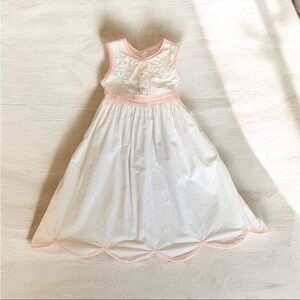 ALLISON ROSE VINTAGE Hand Embroidered White Pink Sleeveless Dress Girls Size 6